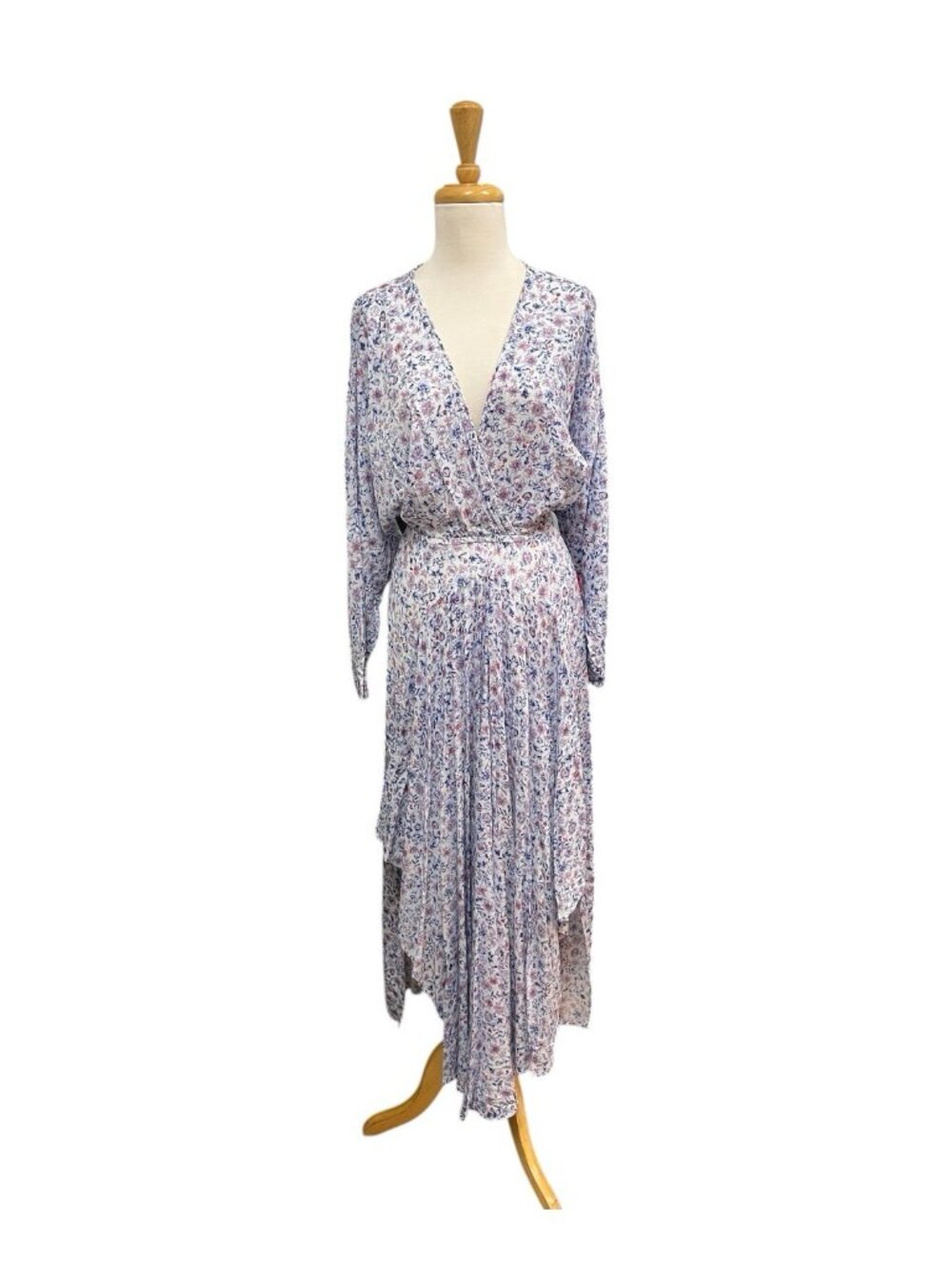 NEW Poupette St. Barth Ilona Floral Print Maxi Dress Size Xs Blue